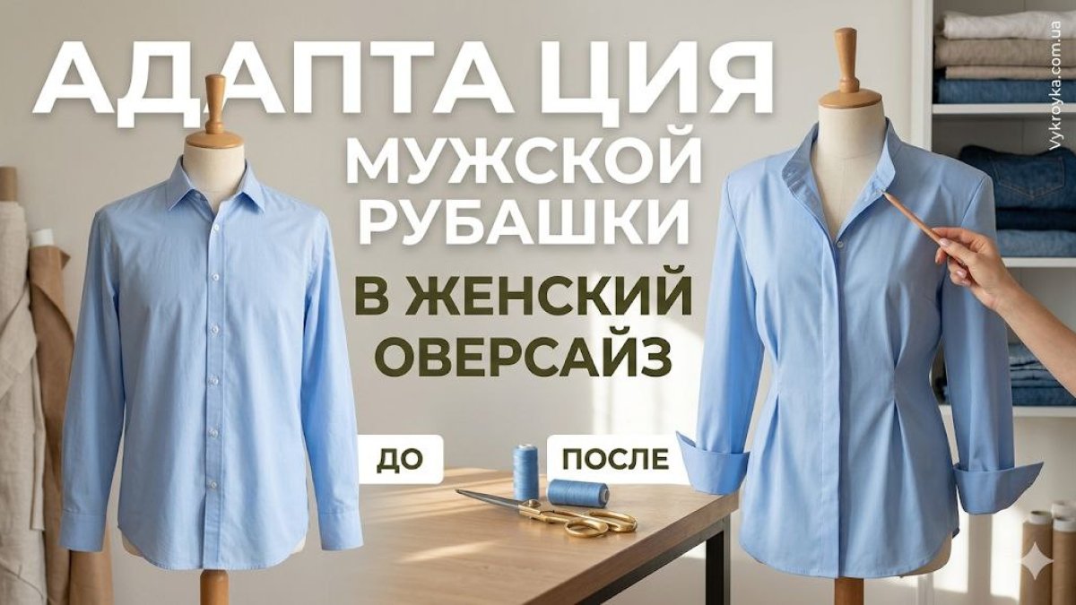 Переробка чоловічої сорочки: Як пошити стильний жіночий оверсайз блейзер | Vykroyka.com.ua