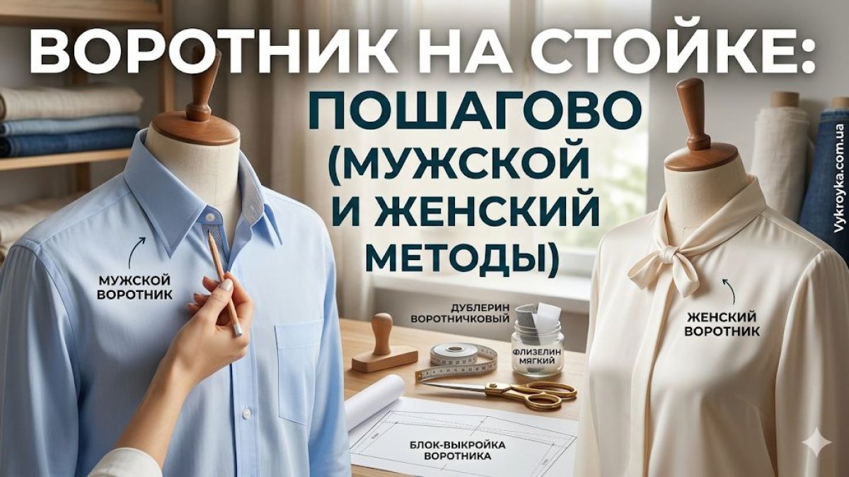Як вшити комір на стійці: чоловічий та жіночий методи | Vykroyka.com.ua